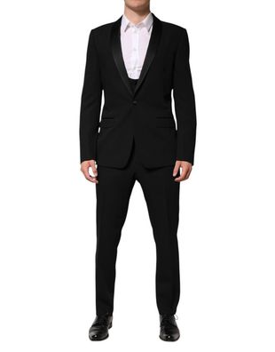 Dolce & Gabbana Black Wool 3 Piece Single Breasted Suit