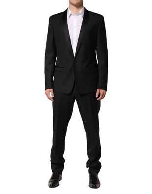 Dolce & Gabbana Black Wool Men Single Breasted 2 Piece Suit
