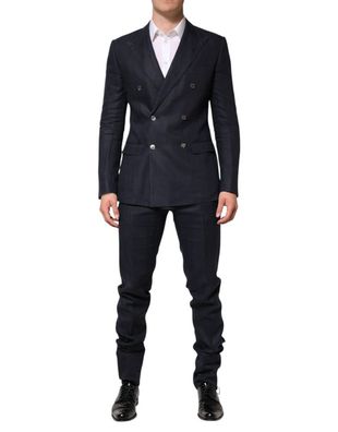 Dolce & Gabbana Dark Blue Double Breasted 2 Piece Suit