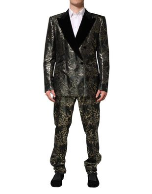 Dolce & Gabbana Metallic Floral Jacquard Silk 2 Piece Suit