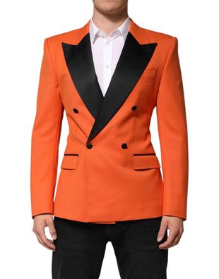Dolce & Gabbana Orange Sicilia Double Breasted Coat Blazer