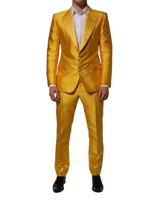Dolce & Gabbana Yellow 2 Piece Silk Blend Men Suit Sicilia