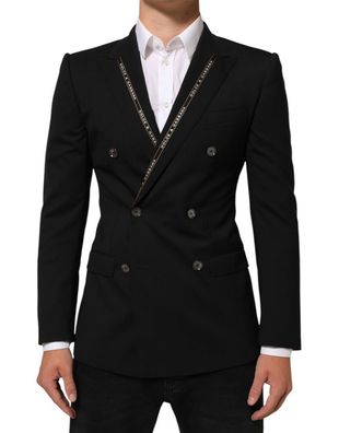 Dolce & Gabbana Black Sicilia Double Breasted Jacket Blazer