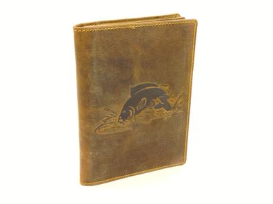 Vintage Ausweismappe 4tlg. Karpfen brown Leder