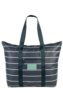 große Strandtasche im Knitterlook blau gestreift