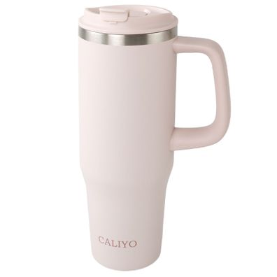 Thermobecher 1,2 Liter Rosa extrem Isolierend Becher mit. Strohhalm aus Edelstahl