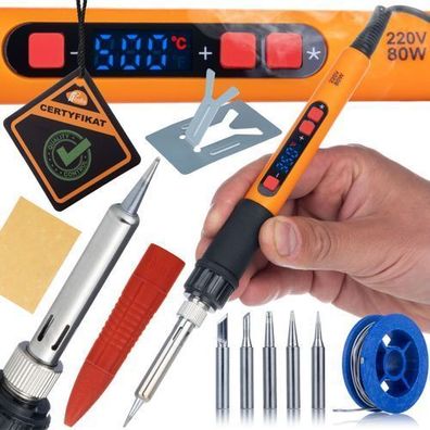 Rosfix Set Lötkolben Electric S 80W – LCD, 6 Spitzen, 180–500°C, 230V