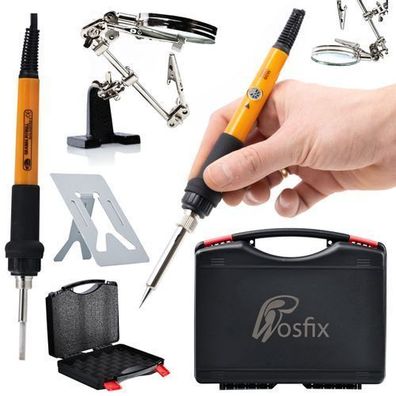 Rosfix Set Lötkolben OP60W – 60W, 200–450°C, 8 Spitzen, Lupe, Koffer