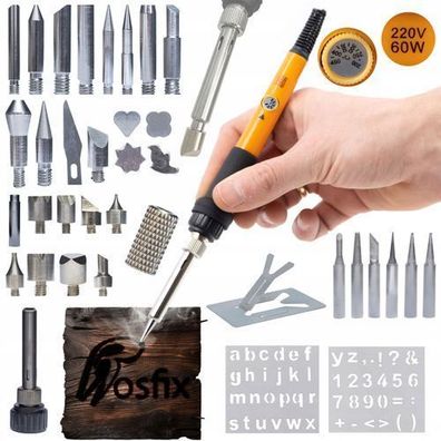 Rosfix Set Lötkolben OP60W – 60W, 33 Spitzen, 200–450°C, Holzbrand