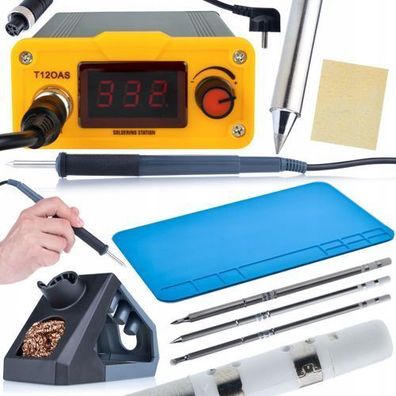 Rosfix Set Lötstation T12 Electric PRO – 75W 200–450°C | 3 Spitzen + Matte