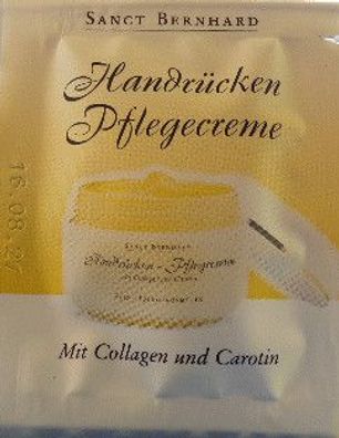 Sanct Bernhard Handrücken Pflegecreme mit Collagen + Carotin 3ml Reisegröße