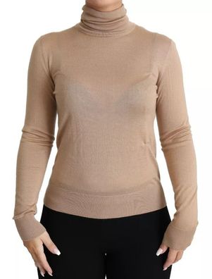 Dolce & Gabbana Beige Cashmere Silk Turtleneck Pullover Sweater