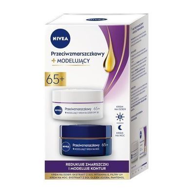 Nivea Anti-Aging Set: Straffende Tag- & Nachtcreme 65 + , Doppelpack 2x50ml