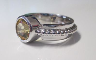 Edelschmiede925 Silber Ring mit facettiertem Citrin u Kugelmotiv