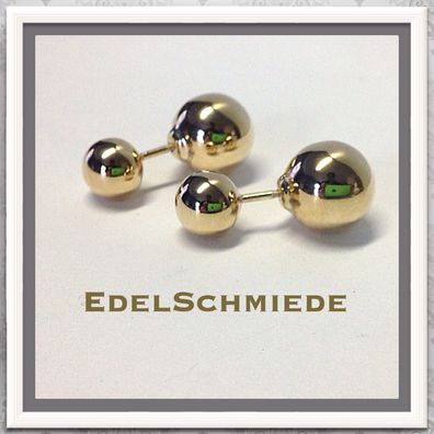 Edelschmiede925 moderne Ohrstecker in 333/- Gelbgold - Kugeln