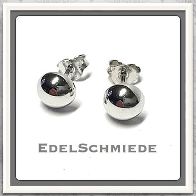 Halbkugel als Ohrstecker, 925/- rhod, poliert 7mm
