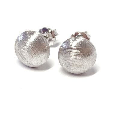 Kugelohrstecker (Linse) Silber 925/- rhod mattiert 12mm