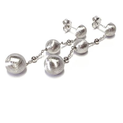 Ohrstecker 925/- Sterling Silber rhod mit mattierten Kugeln 10 mm