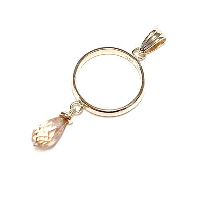 alter Trauring als Kettenanhänger mit champagnerfabriger Zirkonia Pampel 333/- Gelbgo