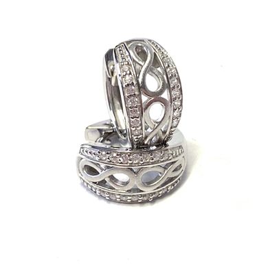 Ohrringe Creolen 925 Silber rhod mit Zirkonias als Unendlichkeitsacht matt