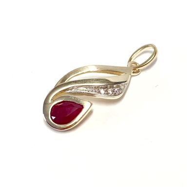 GoldAnhänger 333 GG mit Rubin Tropfen + Zirkonia