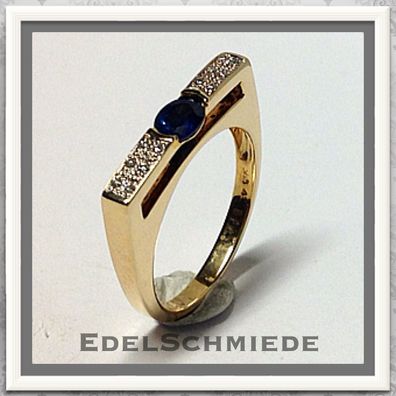 edler Goldring 585 mit Safir und Brillanten #54