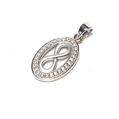 edler Kettenanhänger Unendlichkeitsacht in 925/- Sterling Silber rhod mit Zirkonia