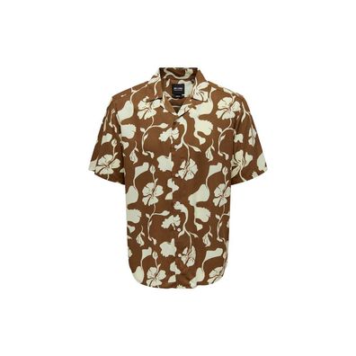 Only & Sons Brown Viscose Shortsleeve Shirt
