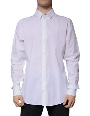 Dolce & Gabbana White Cotton Long Sleeve Martini Dress Shirt