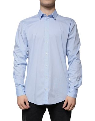 Dolce & Gabbana Light Blue Cotton Slim Fit Martini Dress Shirt