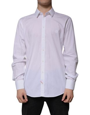 Dolce & Gabbana White Cotton Slim Fit Martini Dress Shirt