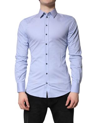 Dolce & Gabbana Light Blue Cotton Sicilia Dress Formal Shirt