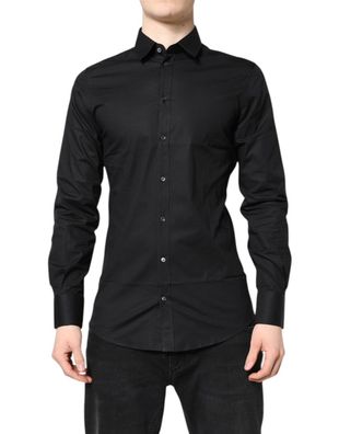 Dolce & Gabbana Black GOLD Cotton Long Sleeves Dress Shirt