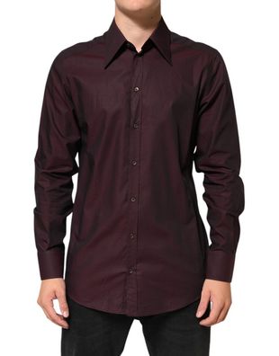 Dolce & Gabbana Violet GOLD Cotton Collared Dress Formal Shirt