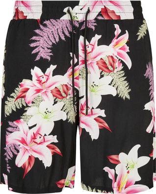 Urban Classics Viscose AOP Resort Shorts Darkjungle