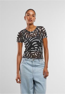 Urban Classics Damen T-Shirt Ladies AOP Mesh Tee TB6880