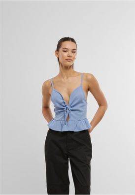 Urban Classics Damen Ladies Waffle Pique Ruffle Top TB6871