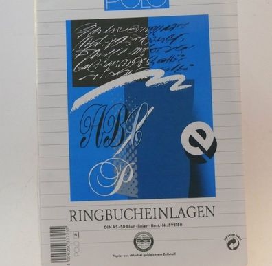 Polo Ringbucheinlage DIN A5 50 Blatt Liniert mit 6 Fach Lochung