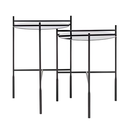 Zwei stilvolle Beistelltische Luxus Tisch Glastisch Blumenständer Metall