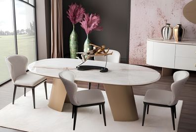 Esszimmer-Set mit stilvollem Esstisch und 6 komfortablen Stühlen