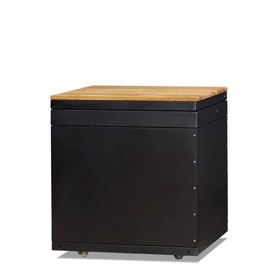 Außenküchenmodul in Schwarz aus Holz und Edelstahl für Gartenküche