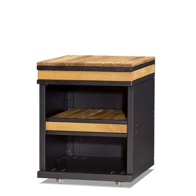 Außenküchenmodul aus Holz und Edelstahl in Braun für Garten und