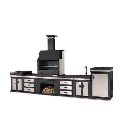 Außenküche in Schwarz aus Edelstahl für Garten und Terrasse
