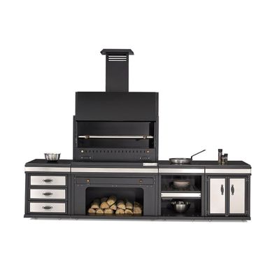 Außenküche aus Edelstahl in Schwarz für Garten und Terrasse