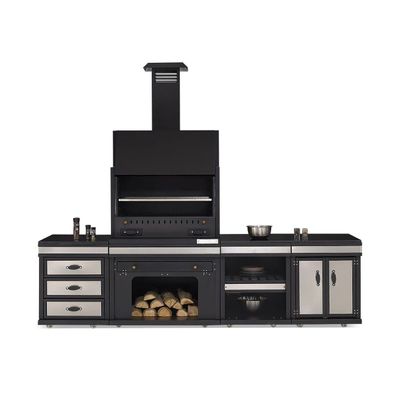 Außenküche aus Edelstahl in Schwarz modern