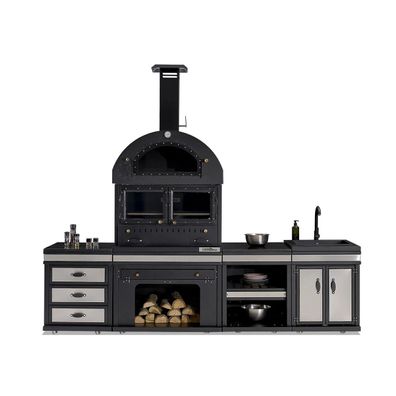 Moderne Außenküche aus Edelstahl in Schwarz