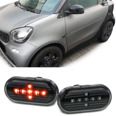 LED Seitenblinker Set Klarglas Schwarz für Smart Fortwo 453 Coupe Cabrio ab 2014