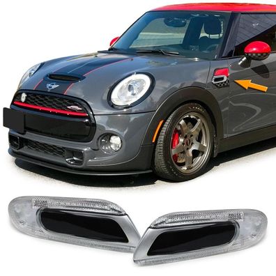 LED Seitenblinker Silber Schwarz für Mini One Cooper S F55 F56 F57 2014-2021
