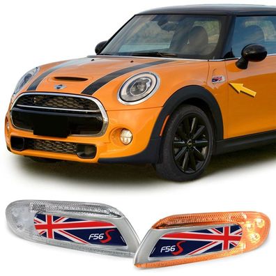 LED Seitenblinker Union Jack Rot Blau für Mini One Cooper S F55 F56 F57 2014-21