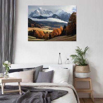 Leinwandbild Berge Landschaft Feld Leinwand Bilder Wanddeko Wohnzimmer Schlafzimmer